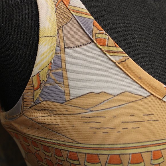 80's Vintage Pastel Art Deco Flappers Crop-Top - Picture 7 of 11